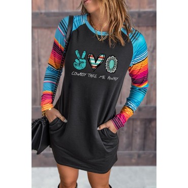 Black COWBOY TAKE ME AWAY Serape Sleeve Mini Dress with Pockets Black COWBOY TAKE ME AWAY Serape Sleeve Mini Dress with Pockets
