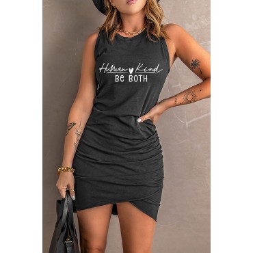 Black Human Kind Be Both Ruched Sleeveless Mini Dress Black Human Kind Be Both Ruched Sleeveless Mini Dress